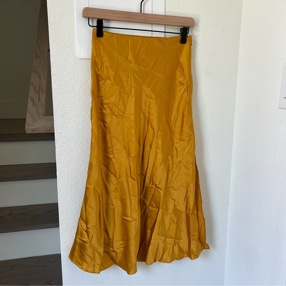 DANNIJO Silk Midi Skirt in Gold Coast